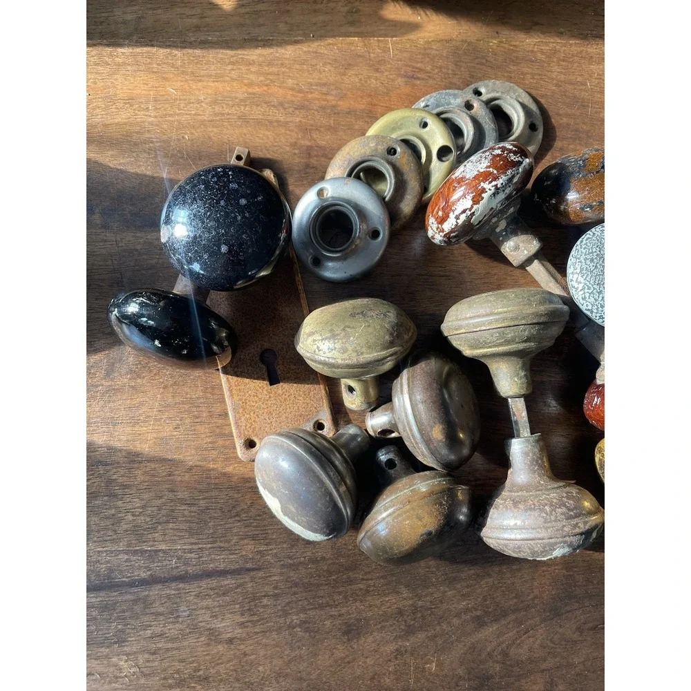 23 Antique Vintage Door Knobs + 12 Parts Porcelain Brass Architectural Salvage